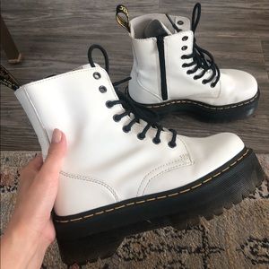 Dr. Martens: Jadon White Smooth Leather Platform Boots